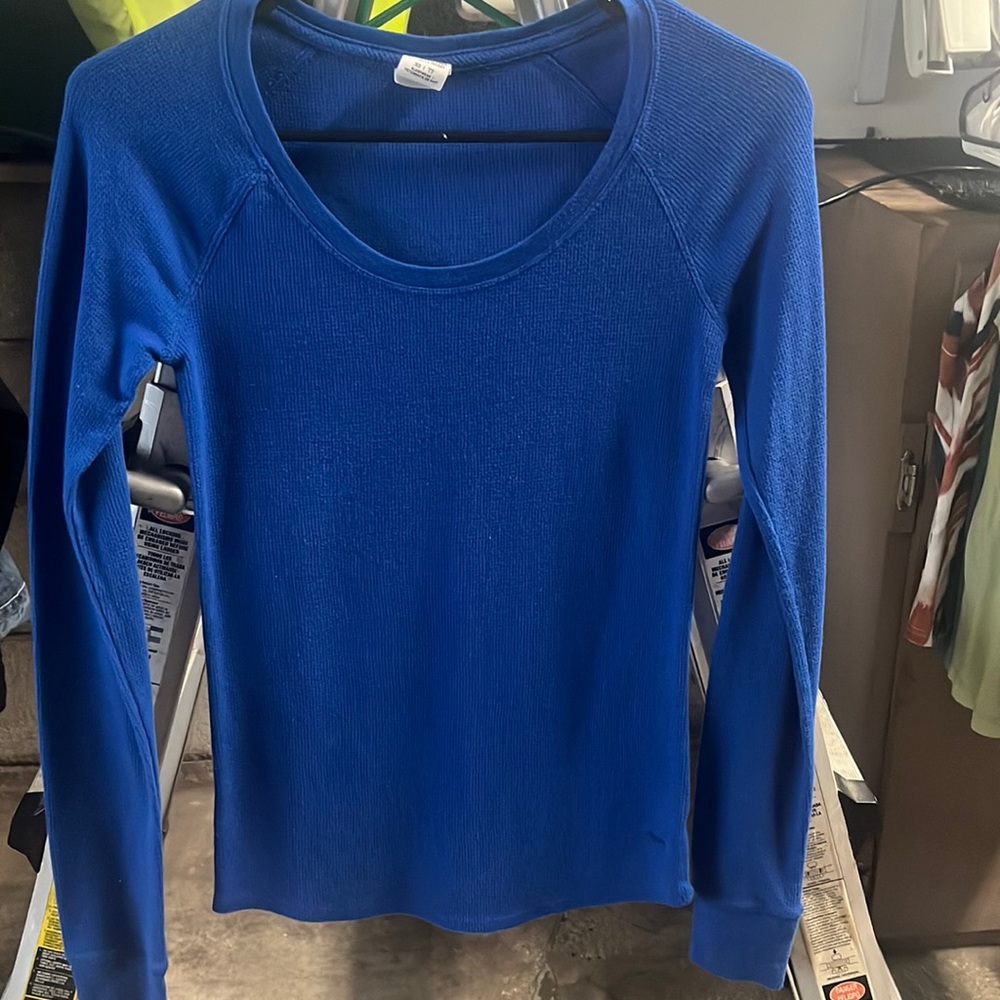VS Pink XS Blue Long Sleeve Pajama Top